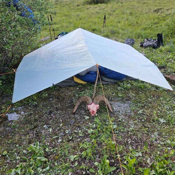 lightweight-tarp-set-up-as-hunting-shelter